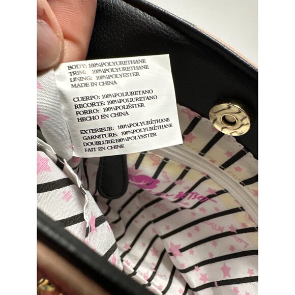 Betsey Johnson Shoulder Bag With Faux Fur Handle Adjustable Strap & Gold Hardwar - Picture 12 of 13